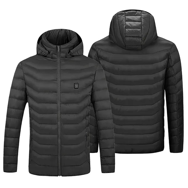 Men’s Heated Winter Puffer Jacket – 3 Temperature Levels (USB Powered)