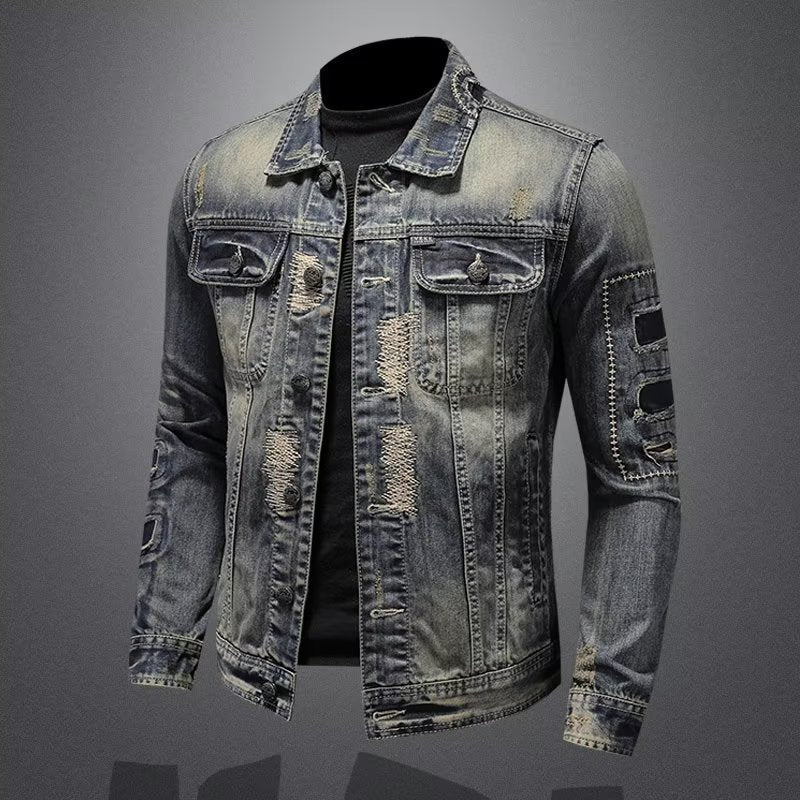 Spring And Autumn Retro Distressed Men&