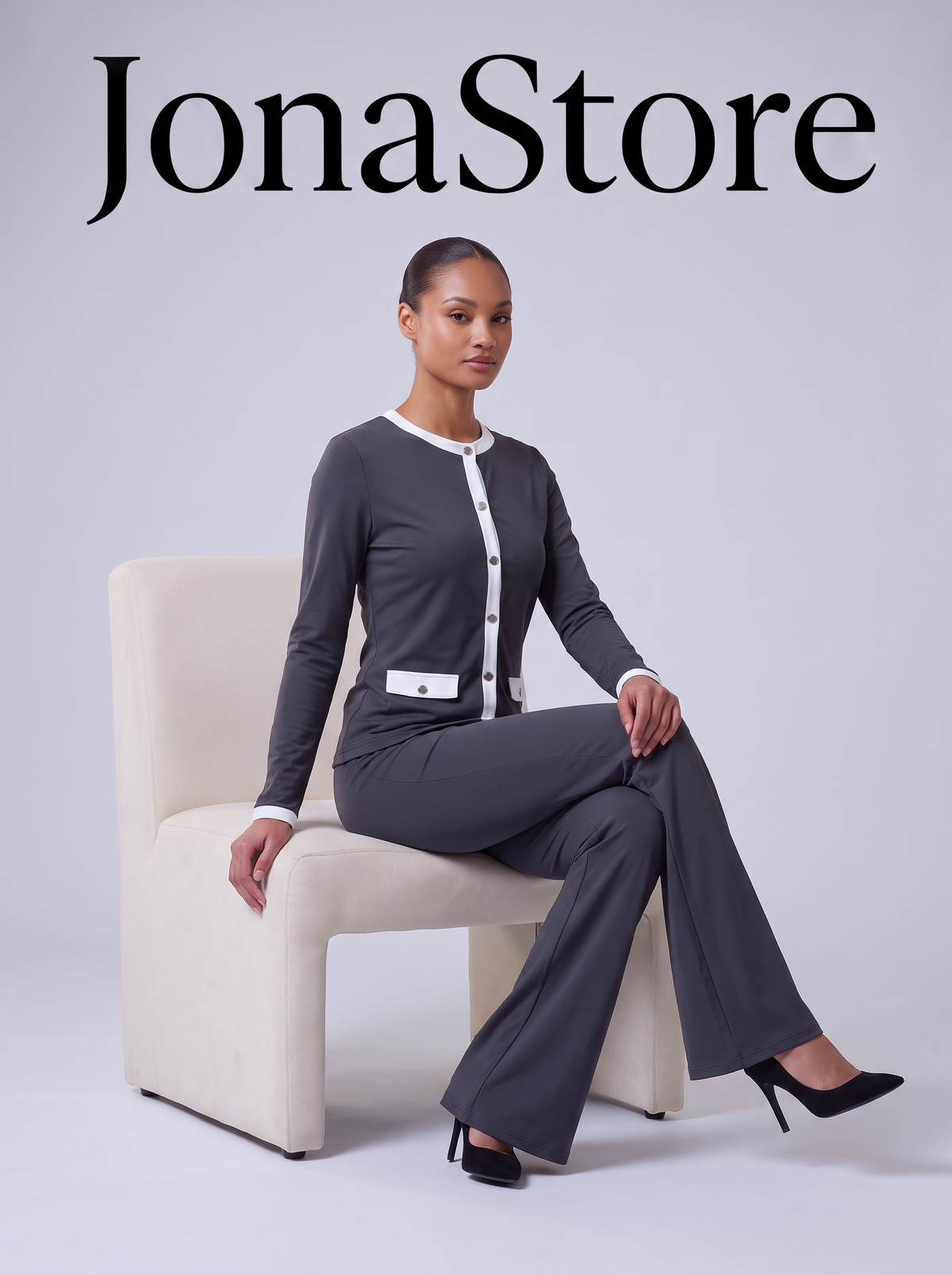 Ribbed Knit Cardigan & Wide-Leg Pants Set