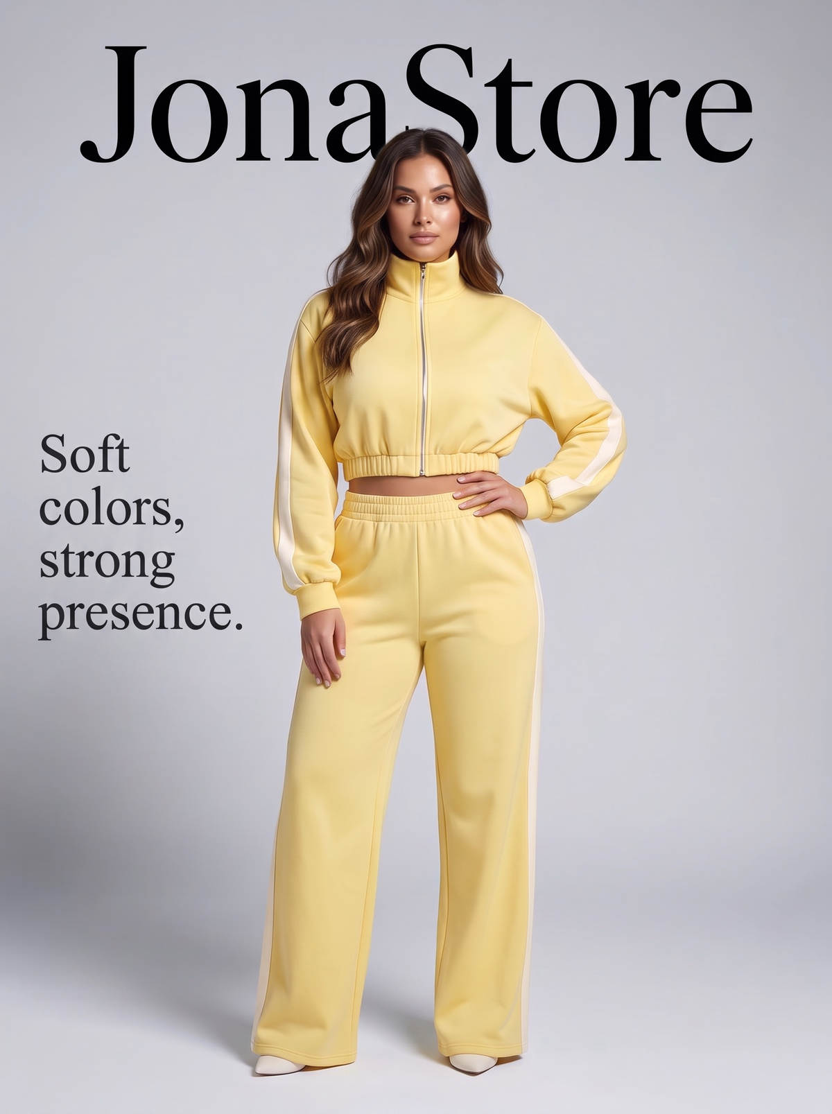 Women's Yellow Two Piece Tracksuit Set Cropped Zip Jacket Jogger Pants Size M
