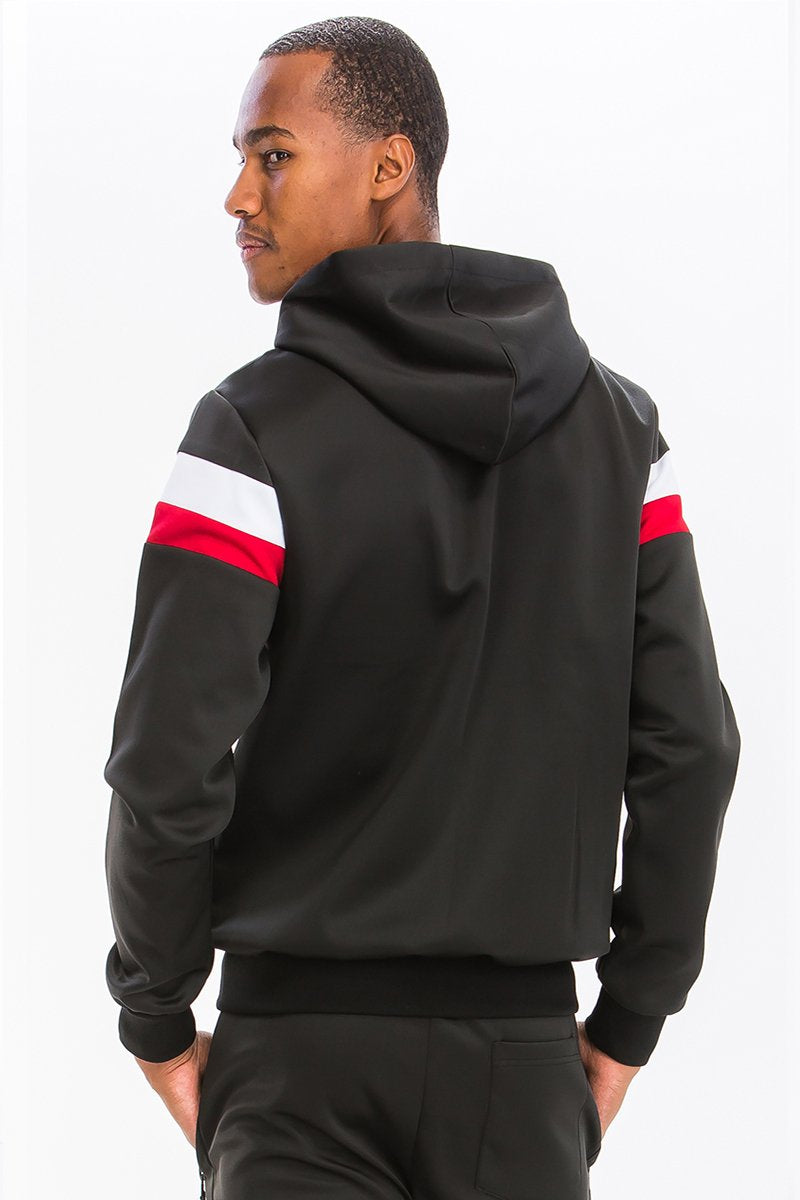 Men’s Two-Piece Track Set with Zip Hoodie & Joggers – Colorblock Athletic Outfit