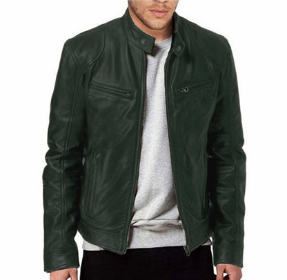Men’s Classic Dark Green Leather Jacket