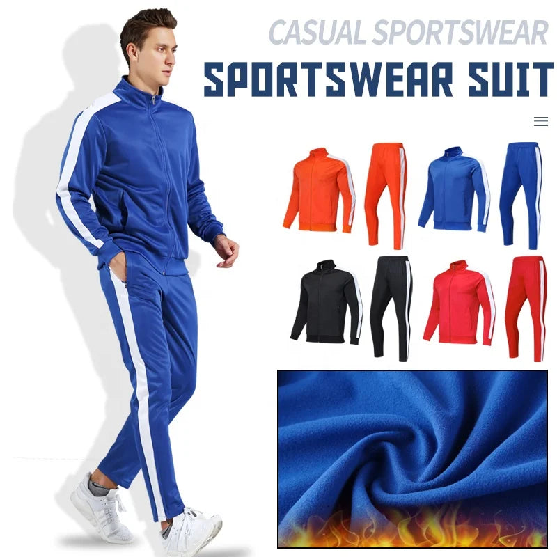 New Autumn Winter Adults Men Tracksuit Sets Full Zipper Kids Soccer Sets Male Tracksuits Casual Jogging Sports Wear