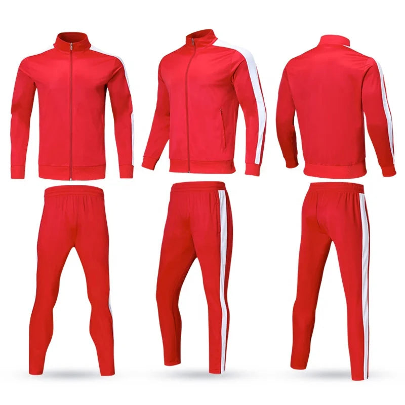 New Autumn Winter Adults Men Tracksuit Sets Full Zipper Kids Soccer Sets Male Tracksuits Casual Jogging Sports Wear