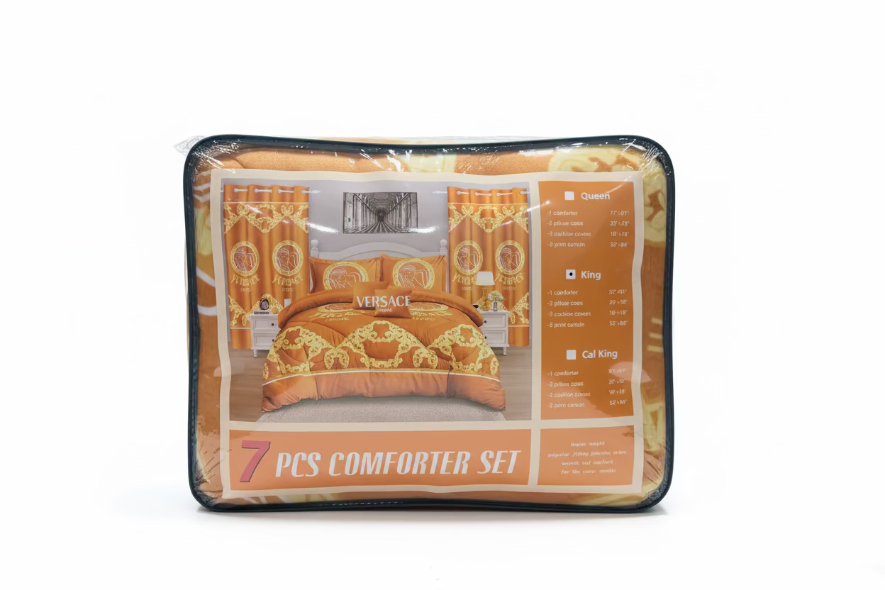 7-Piece Comforter Set with Matching Curtains – Complete Bedroom Bedding Set (Size King)