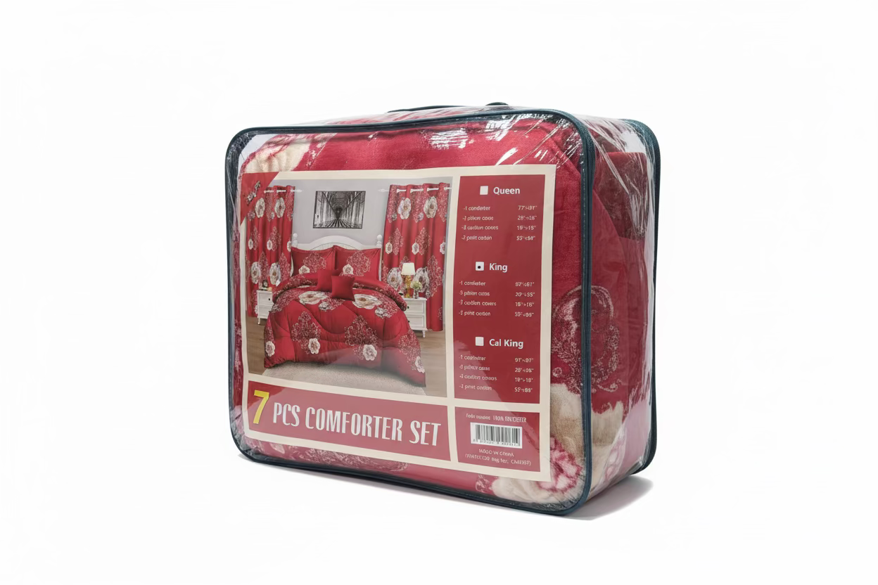 7-Piece Comforter Set with Matching Curtains – Complete Bedroom Bedding Set (Size King)