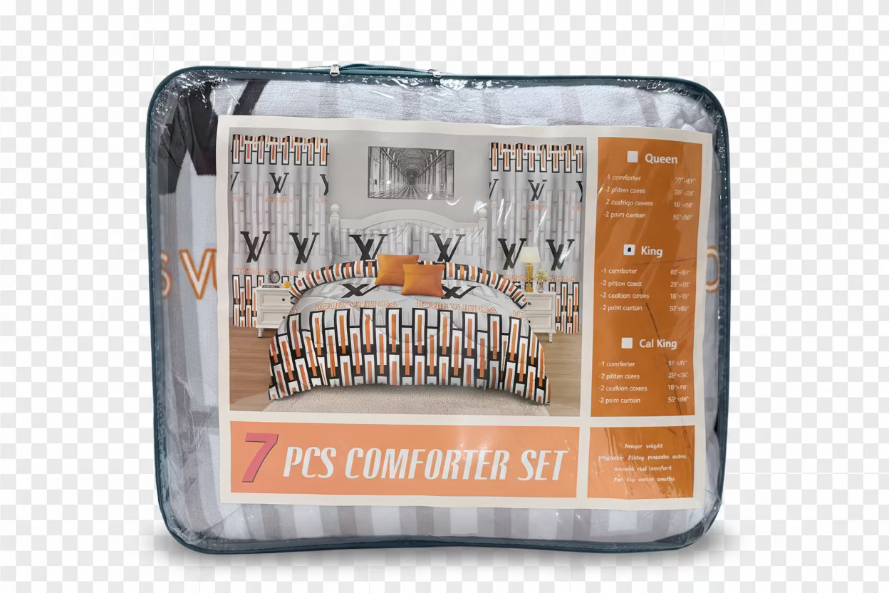 7-Piece Comforter Set with Matching Curtains – Complete Bedroom Bedding Set (Size King)