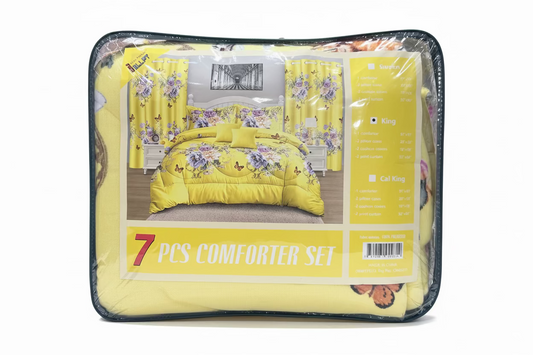 7-Piece Comforter Set with Matching Curtains – Complete Bedroom Bedding Set (Size King)