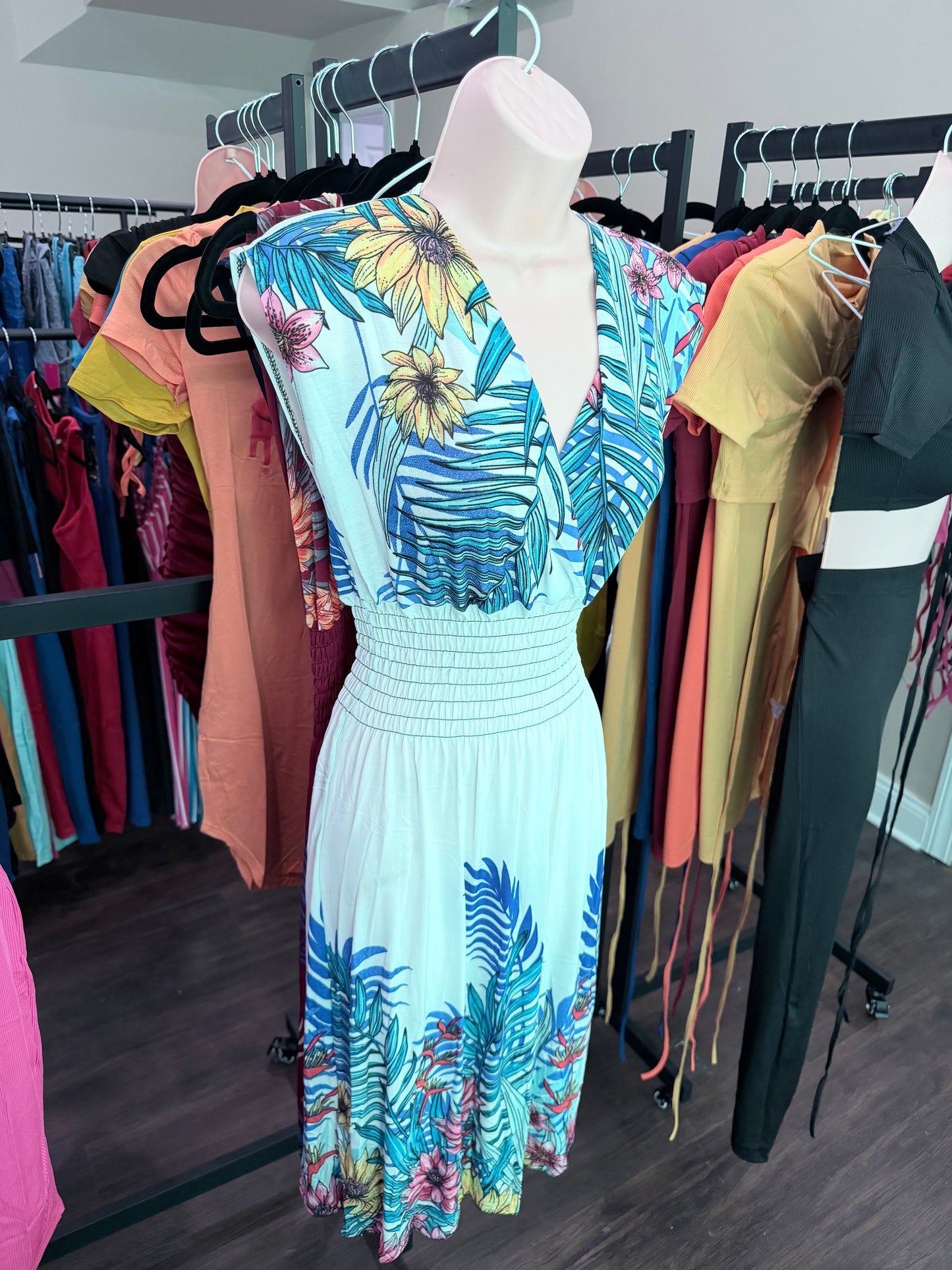 Tropical Bloom Midi Dress