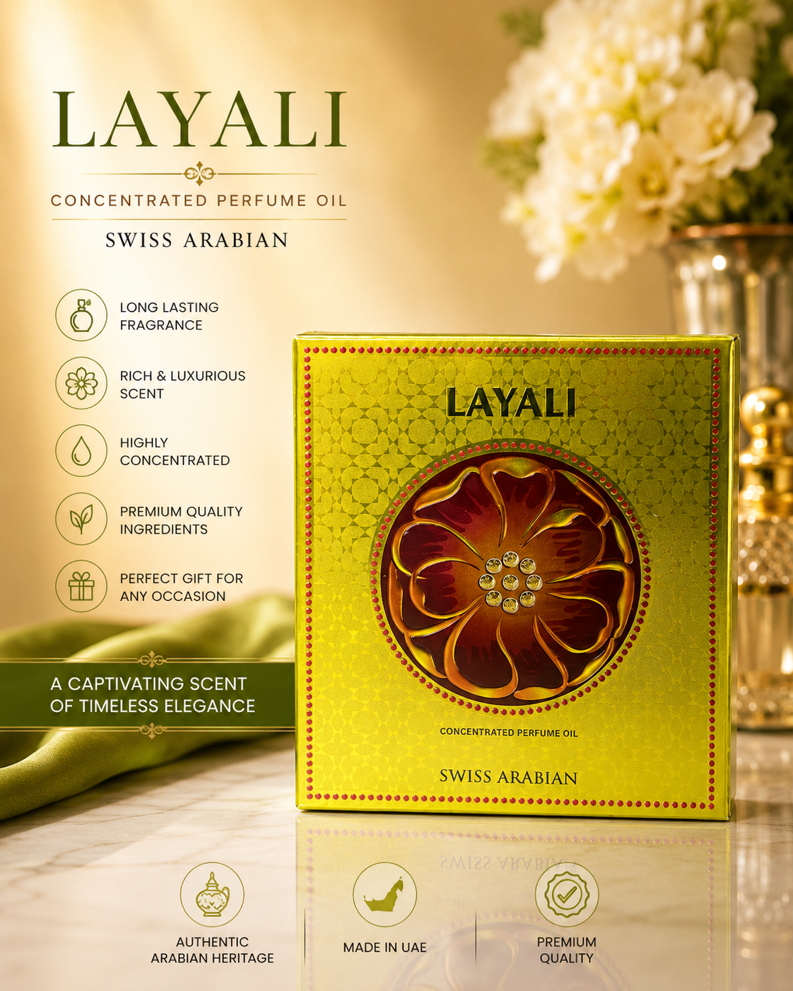 Swiss Arabian Layali Concentrated Perfume Oil – Premium Arabian Fragrance