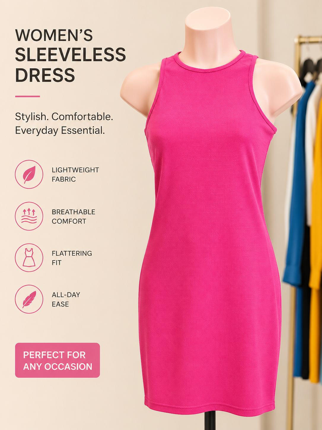 Women’s Sleeveless Textured Bodycon Dress