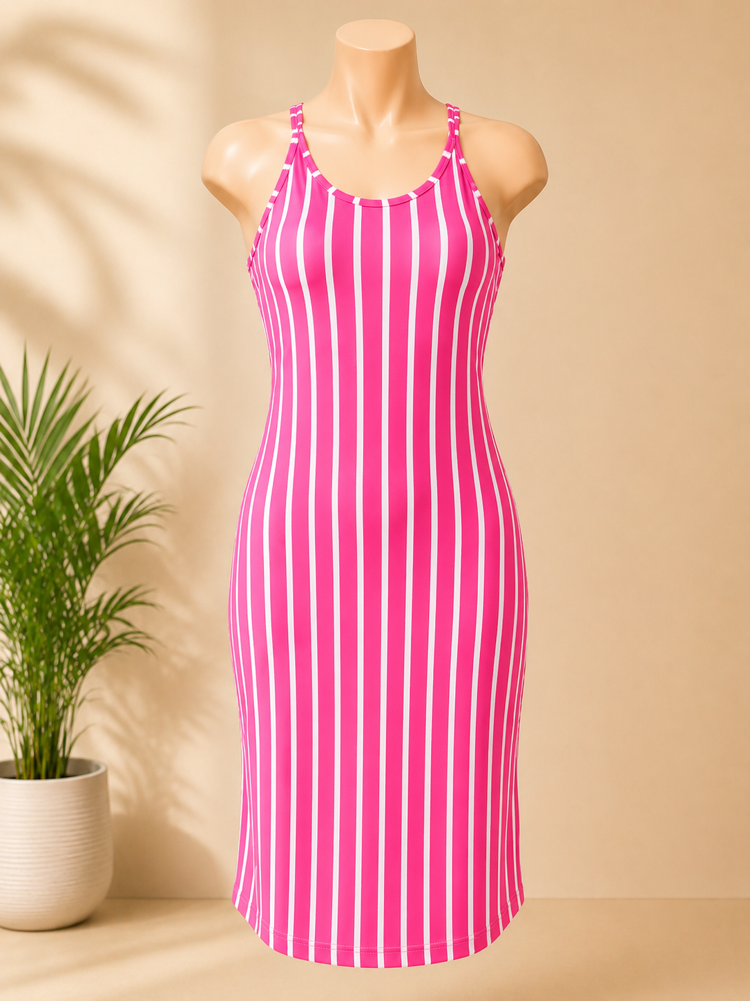 Green Stripe Bodycon Dress