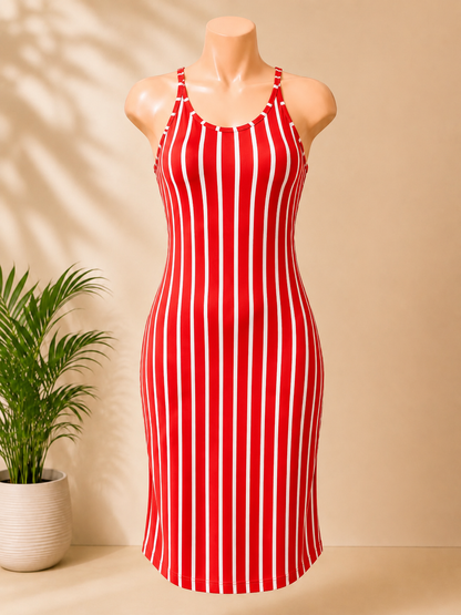 Green Stripe Bodycon Dress