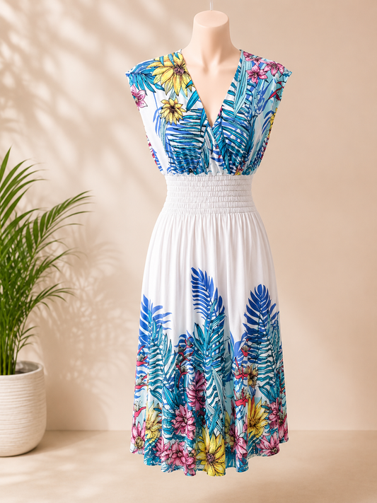 Tropical Bloom Midi Dress