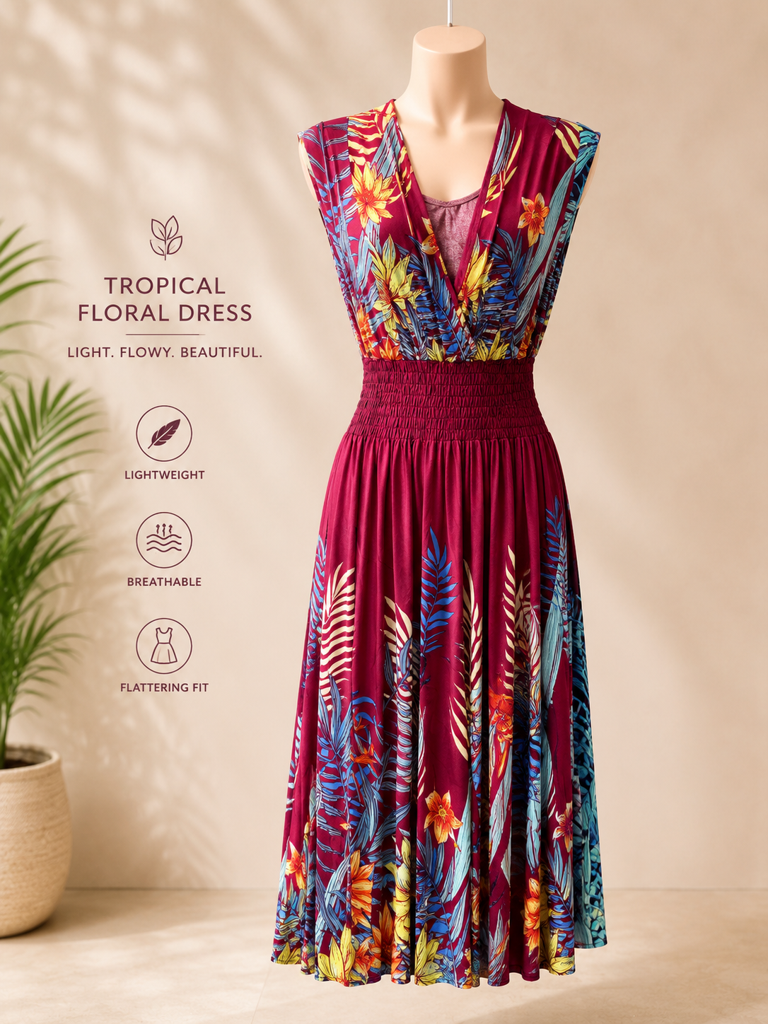Tropical Bloom Midi Dress