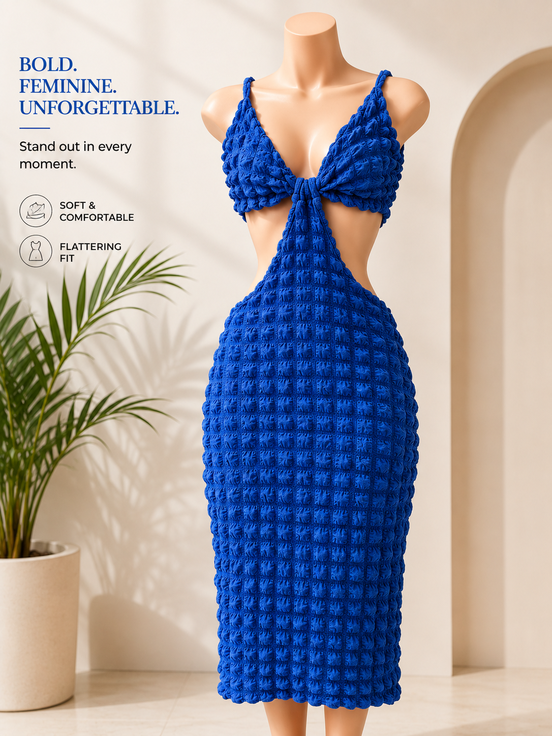 Textured Cutout Midi Dress