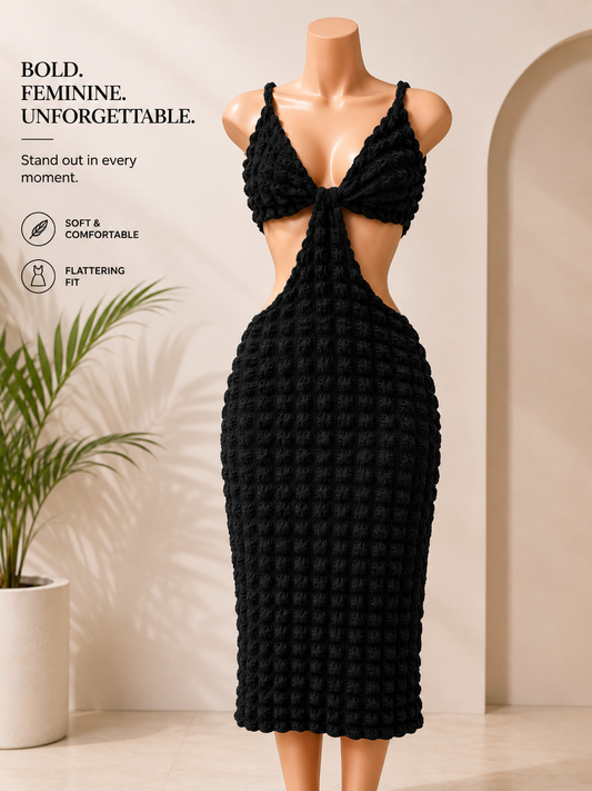 Textured Cutout Midi Dress
