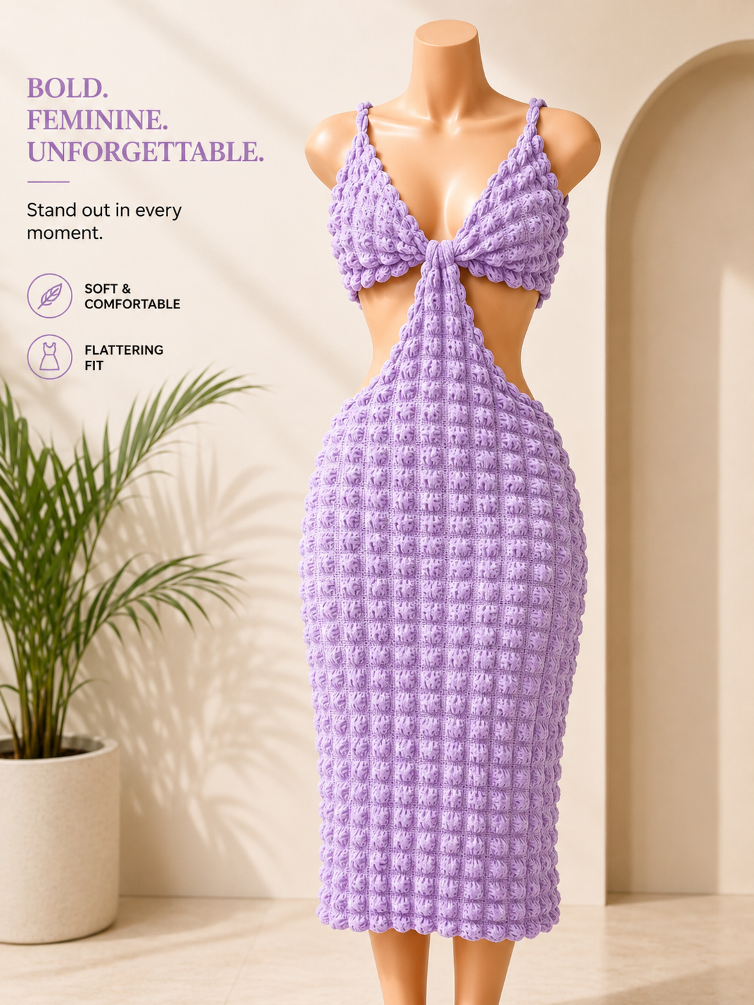Textured Cutout Midi Dress