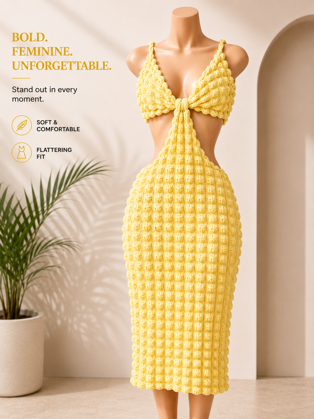 Textured Cutout Midi Dress