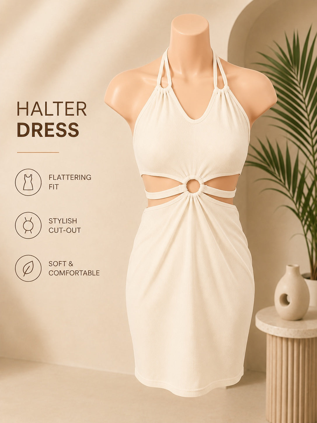 Blush Halo Cut-Out Halter Mini Dress