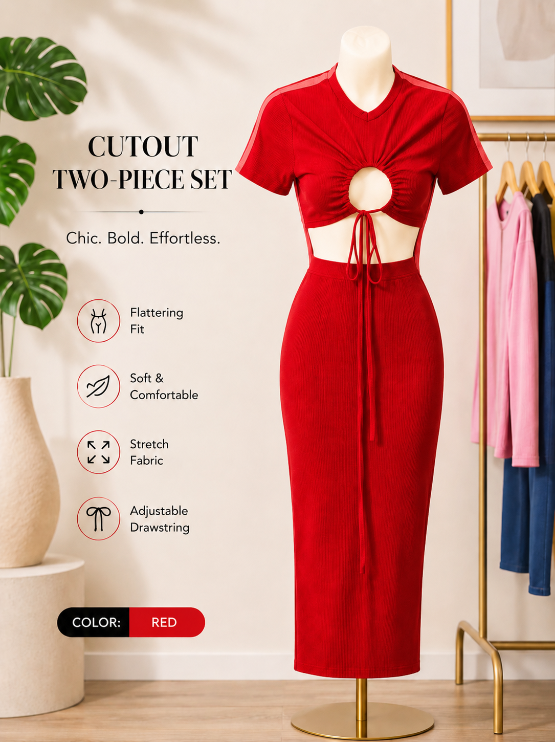 Cutout Two-Piece Maxi Set