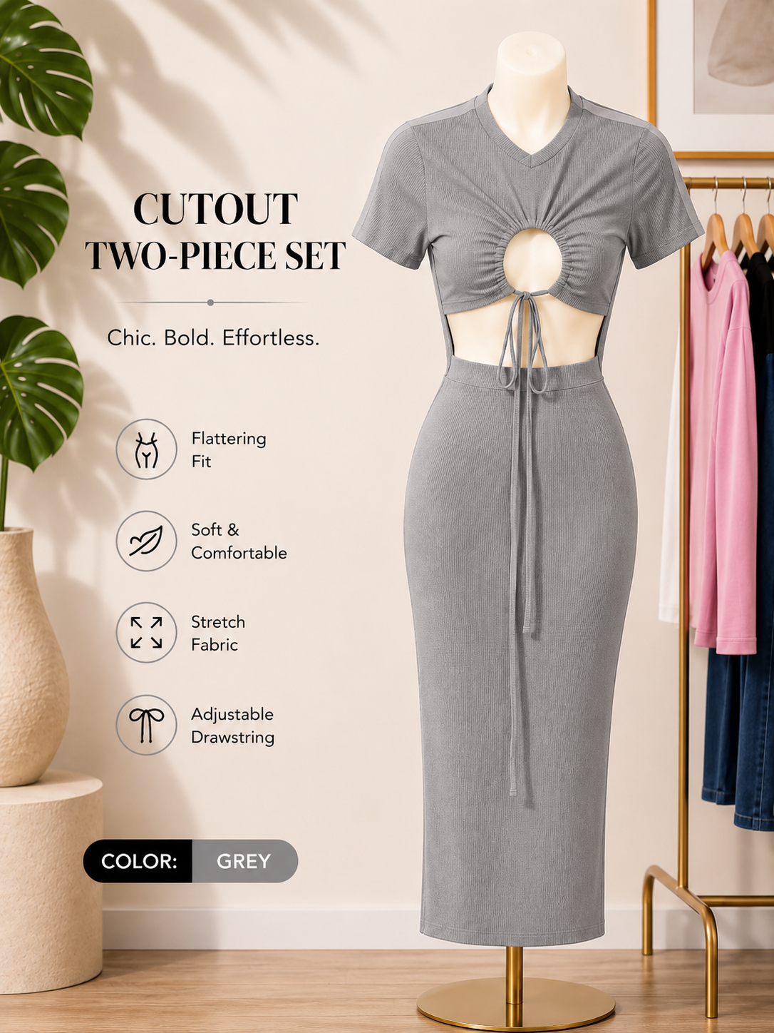 Cutout Two-Piece Maxi Set