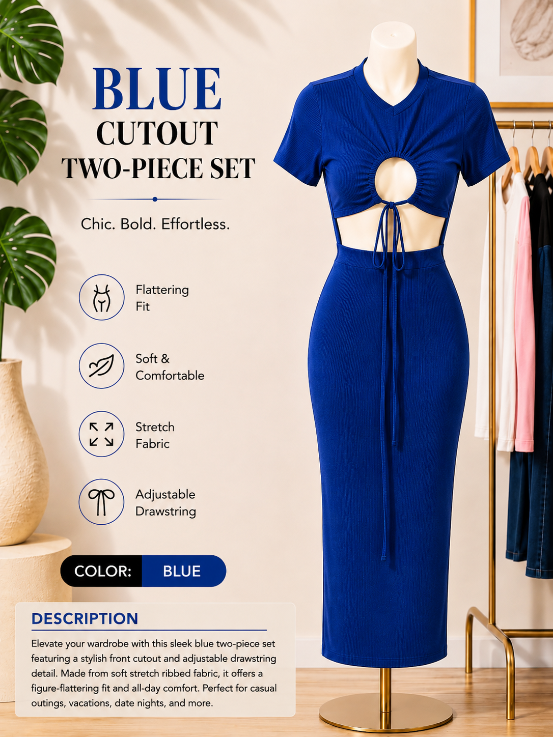 Cutout Two-Piece Maxi Set