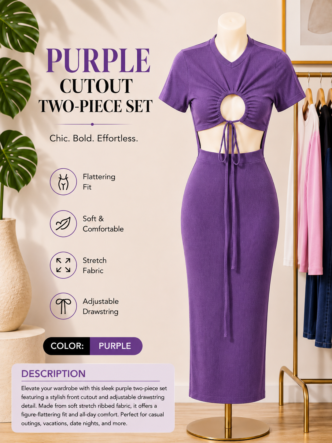Cutout Two-Piece Maxi Set