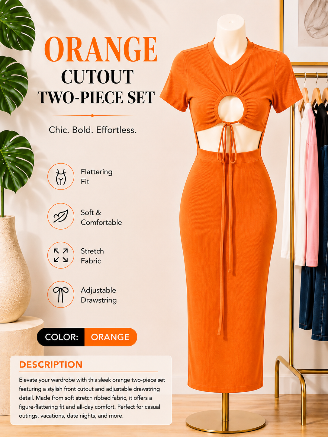 Cutout Two-Piece Maxi Set
