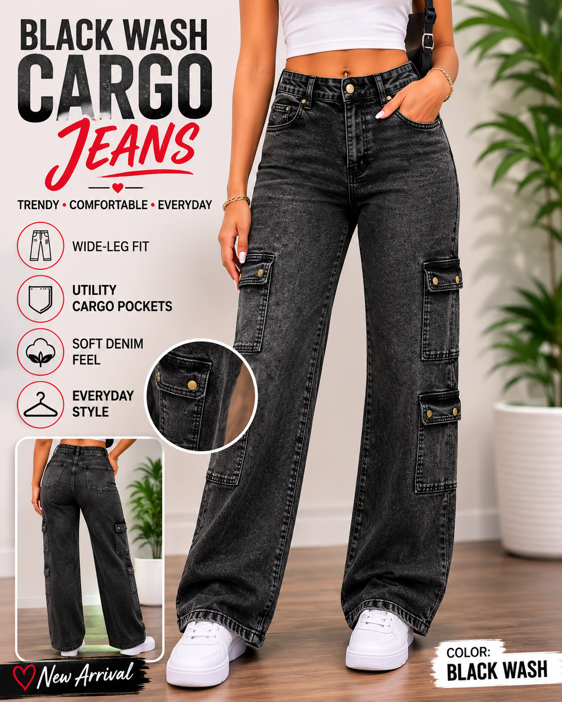 Urban Cargo Wide-Leg Jeans
