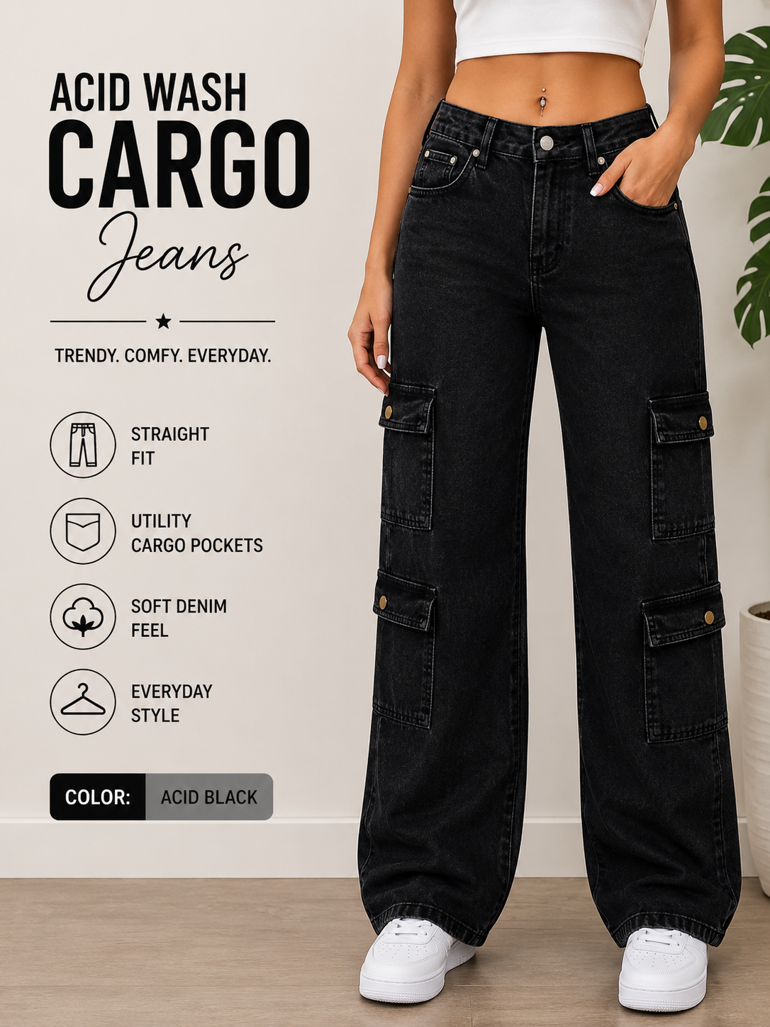 Urban Cargo Wide-Leg Jeans