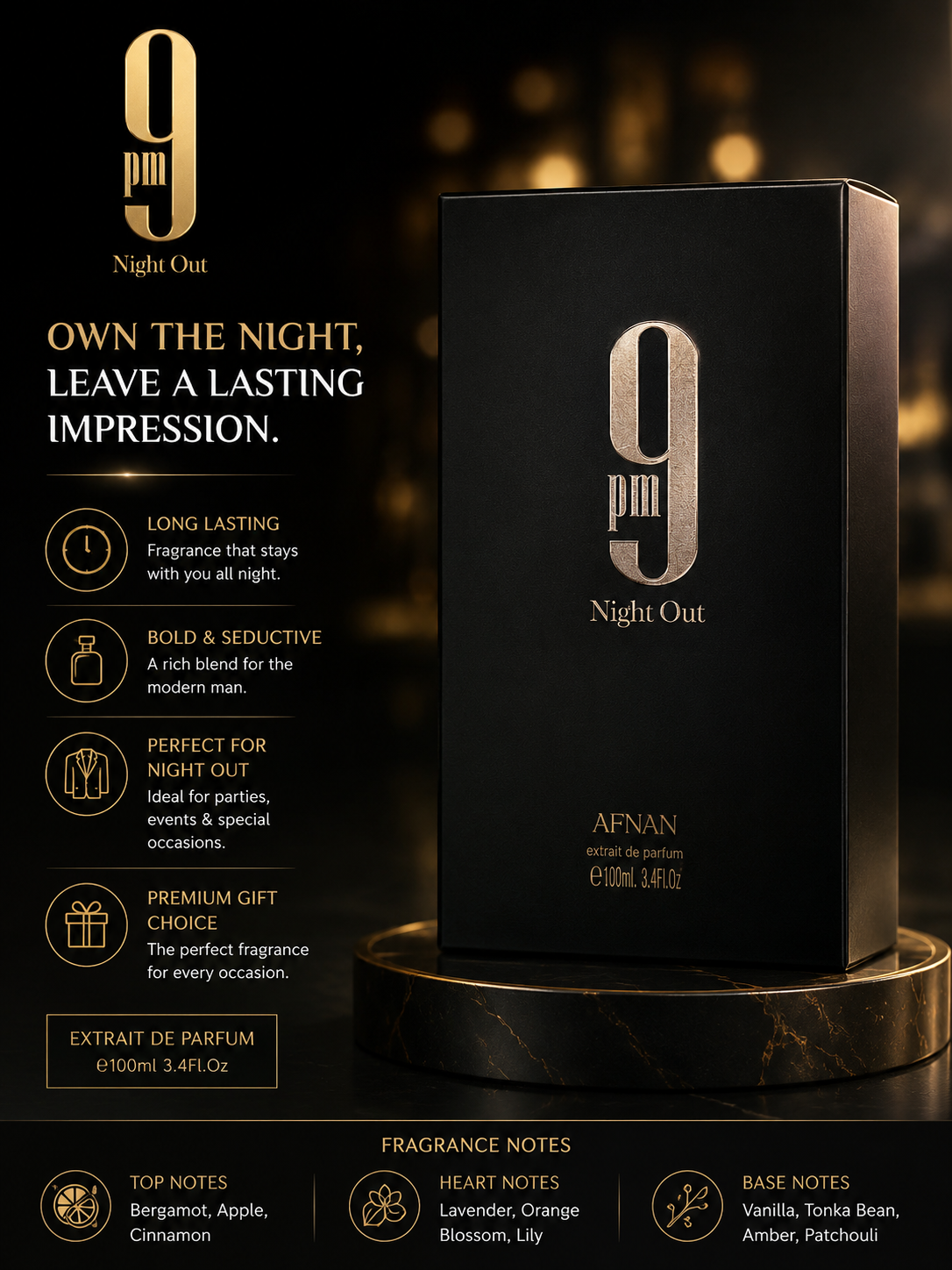9 PM Night Out Extrait de Parfum by Afnan – 100ml