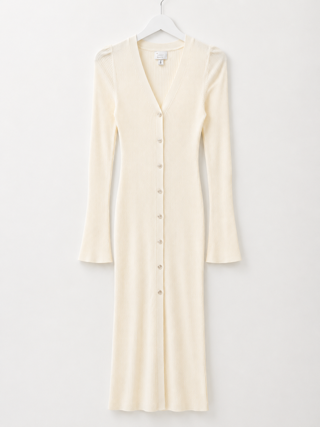 Women’s Ribbed Button-Front Midi Dress – Cream