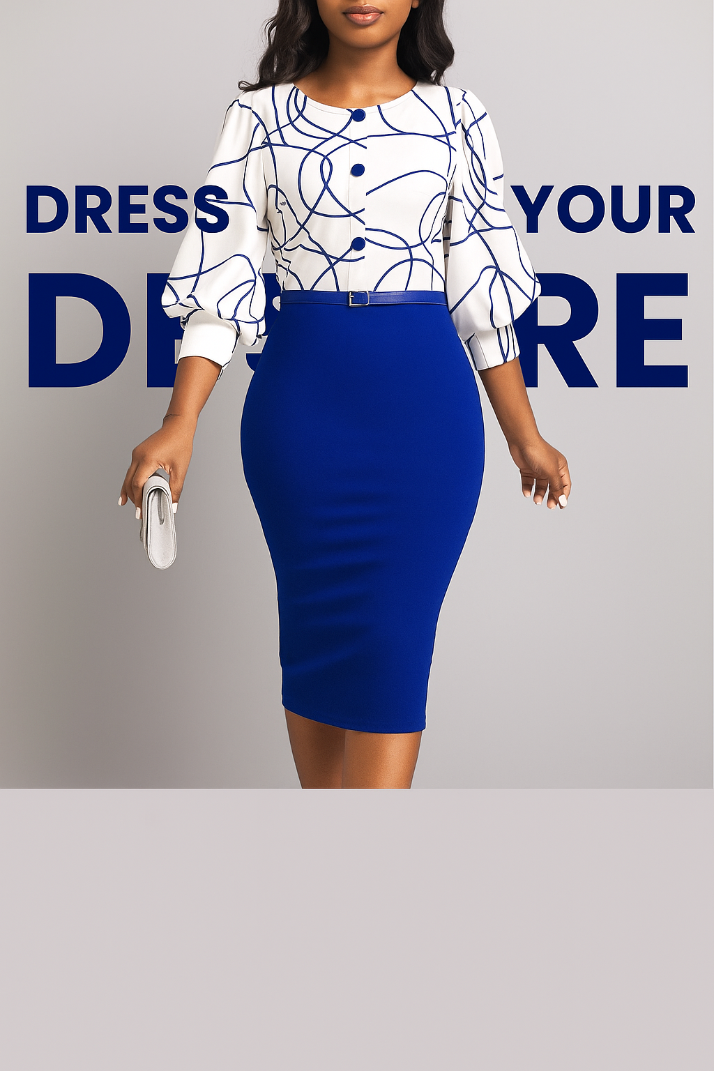 NEW Color Matching Sheath Dress Plus Size Women&