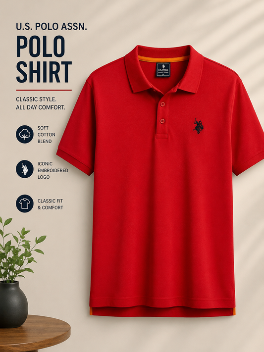 U.S. Polo Assn.® Men’s Classic Polo Shirt – Red & Light Blue