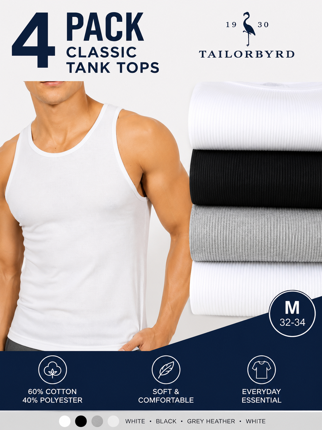 TailorByrd 4-Pack Classic Tank Tops