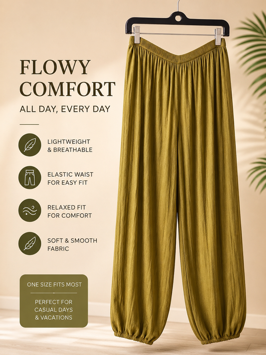 Flowy Wide-Leg Lounge Pants – Olive