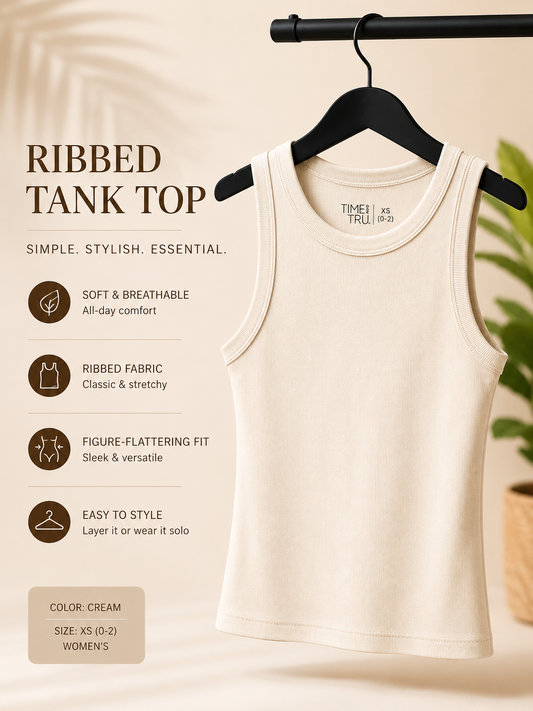 Women’s Ribbed Tank Top – Cream