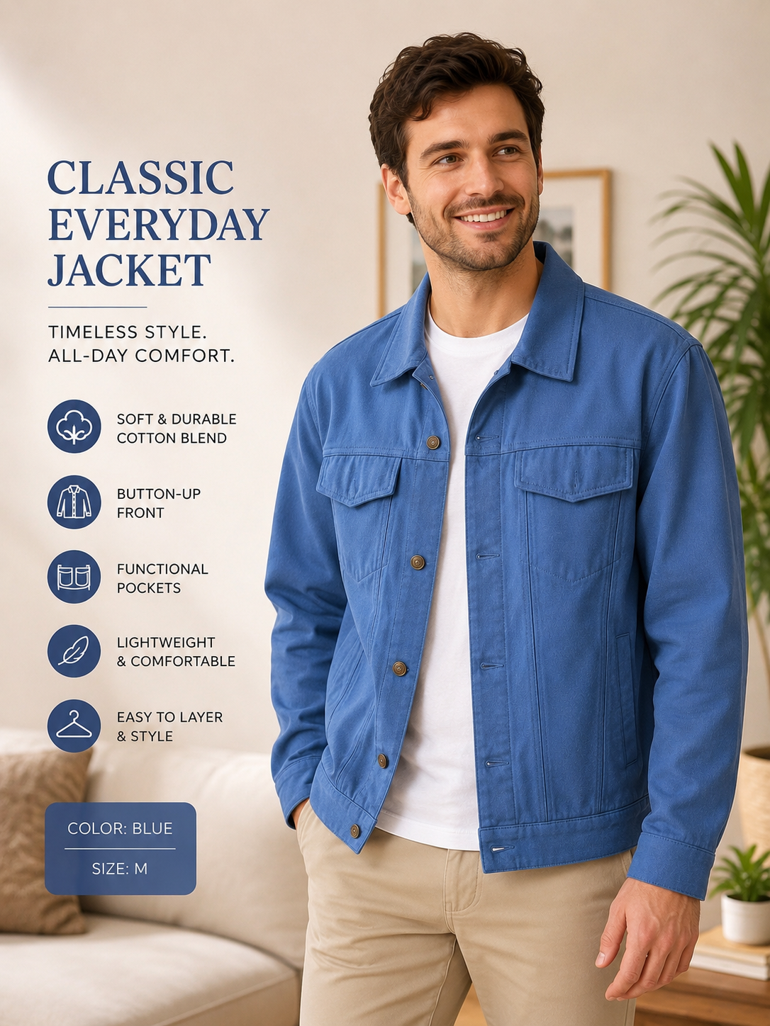 Classic Men’s Blue Denim Jacket