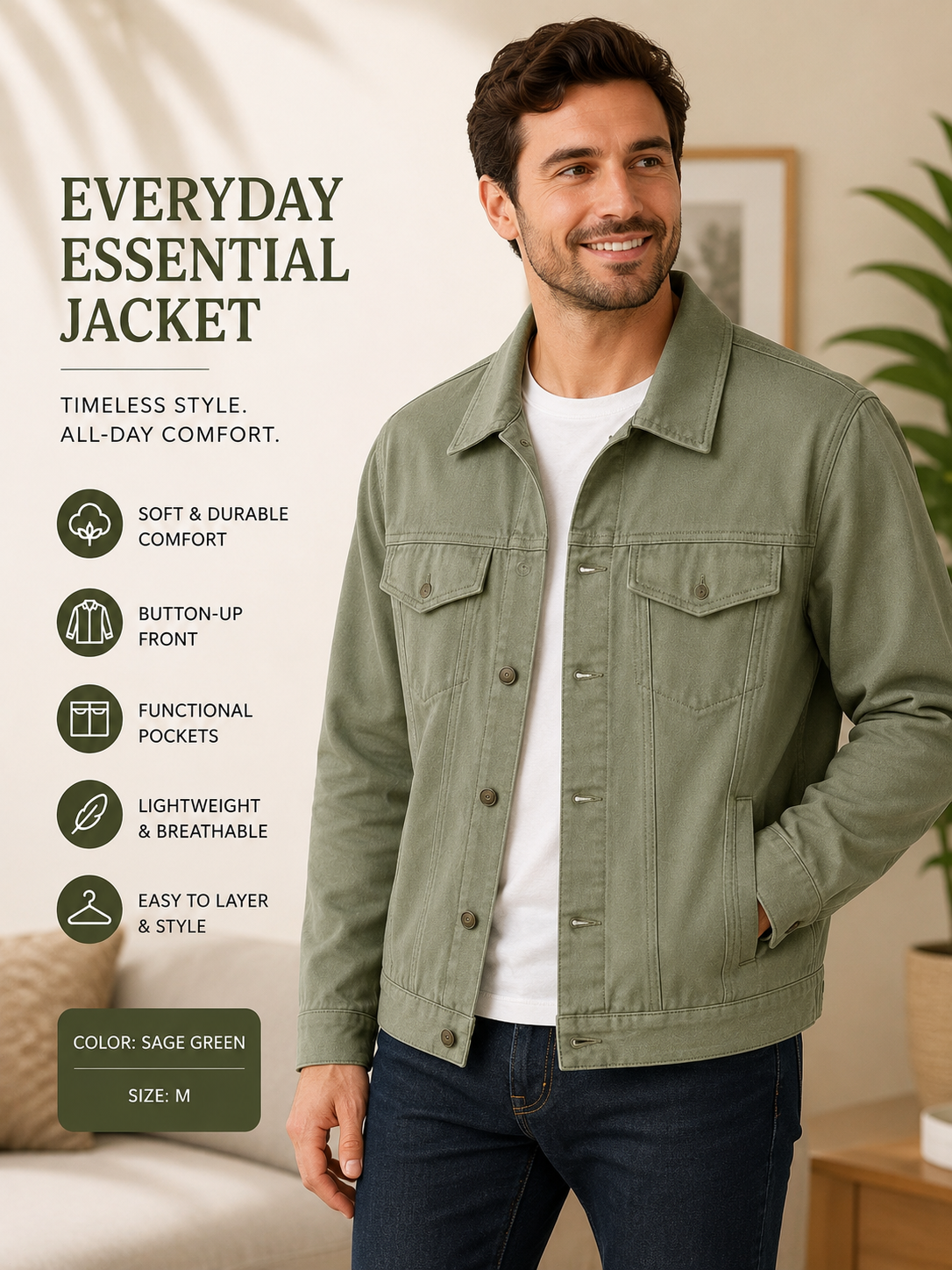 Classic Men’s Blue Denim Jacket
