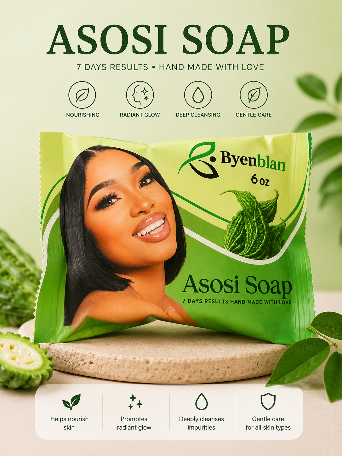 Byenblan Asosi Soap – Brightening & Moisturizing Soap Bar | 6 oz