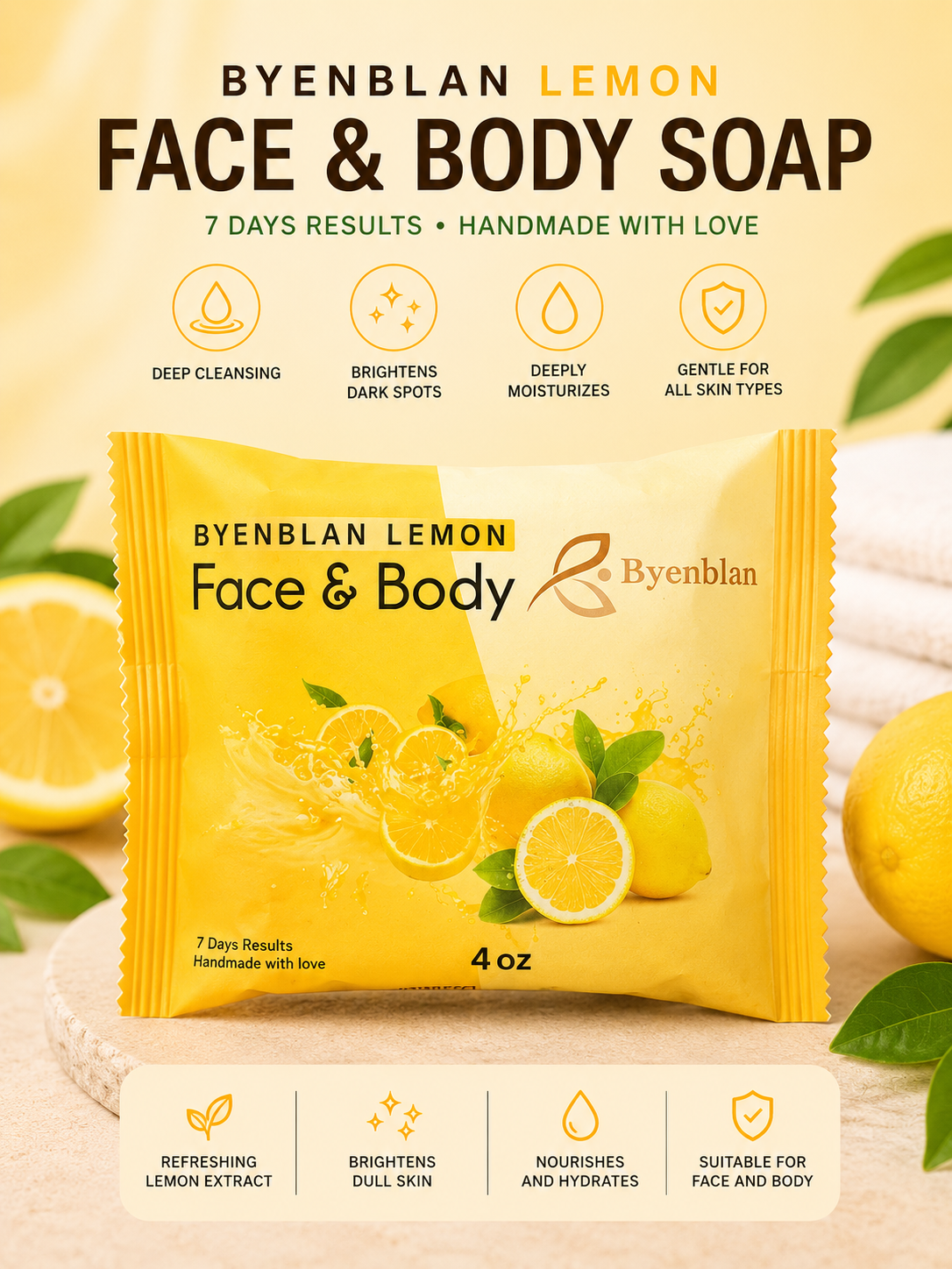 Byenblan Face & Body Soap – Brightening & Deep Cleansing Bar | 7 oz