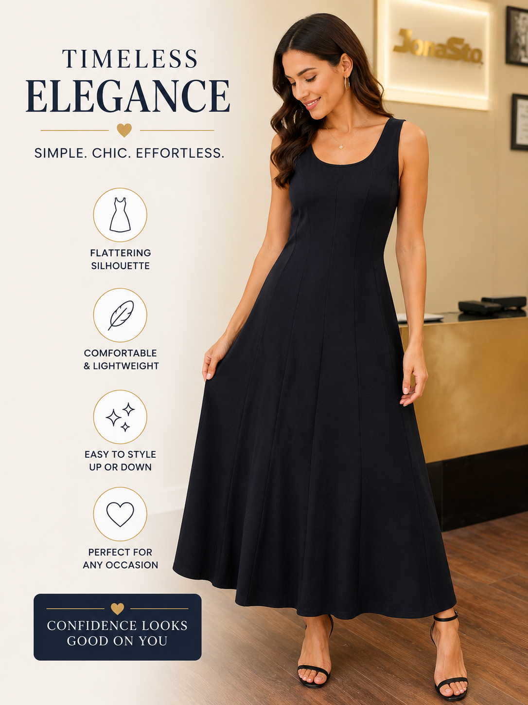 Elegant Navy Sleeveless Maxi Dress – Flowy A-Line Formal Dress