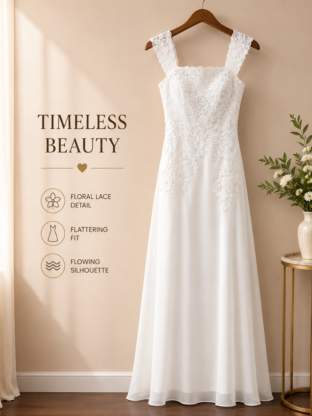 Elegant Floral Lace Maxi Gown