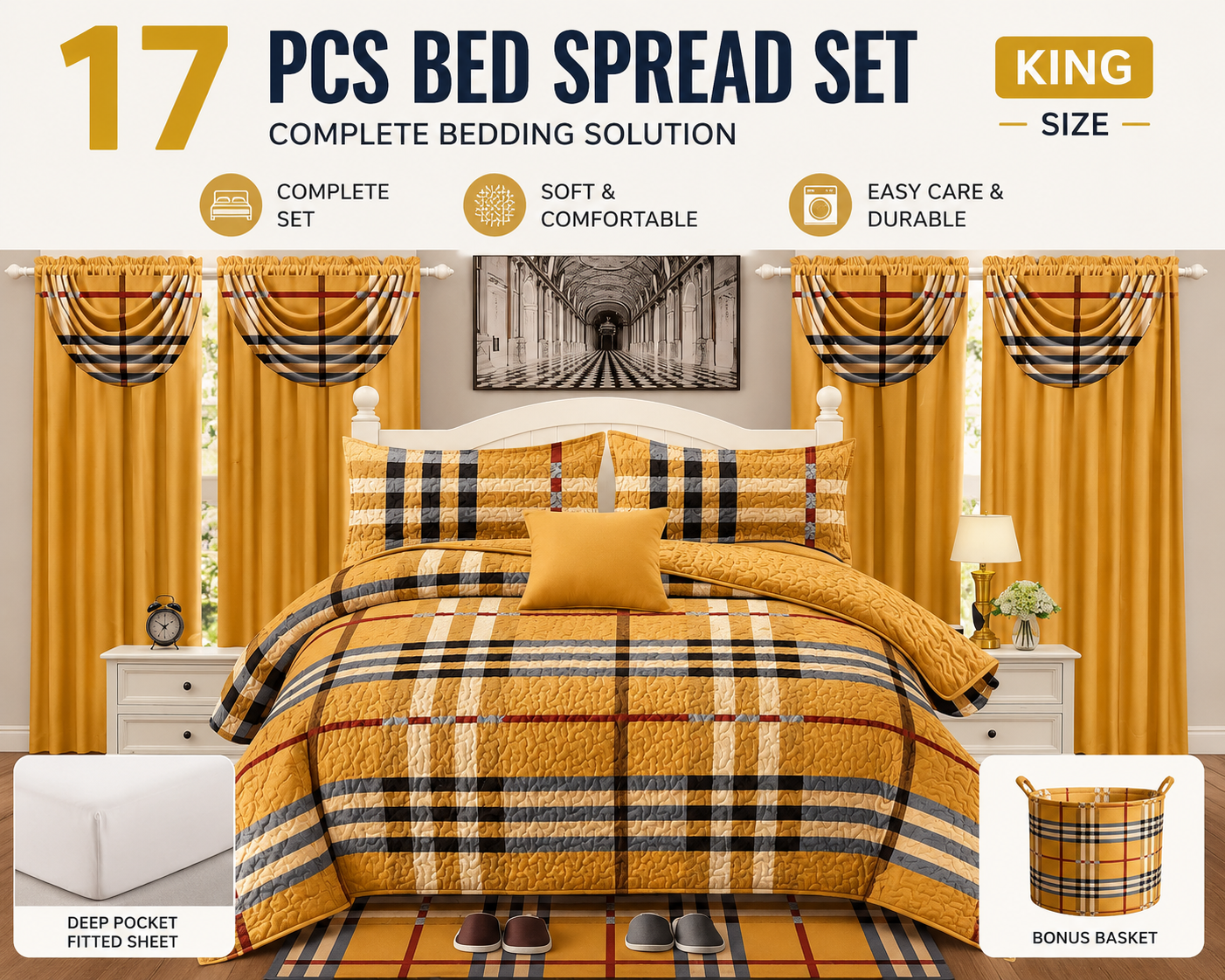 17-Piece King Bed Spread Set
