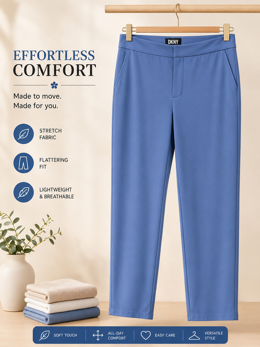 DKNY Women’s Stretch Straight-Leg Pants – Sky Blue