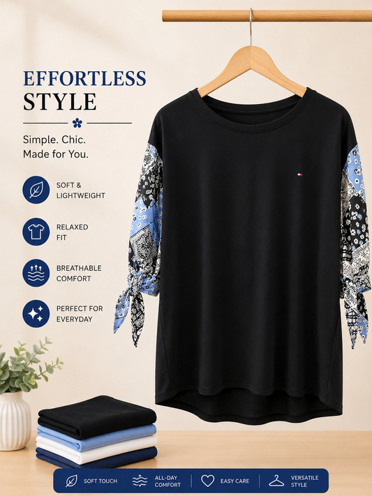 Patchwork Sleeve Everyday Top