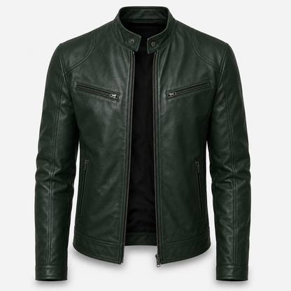 Men’s Classic Dark Green Leather Jacket