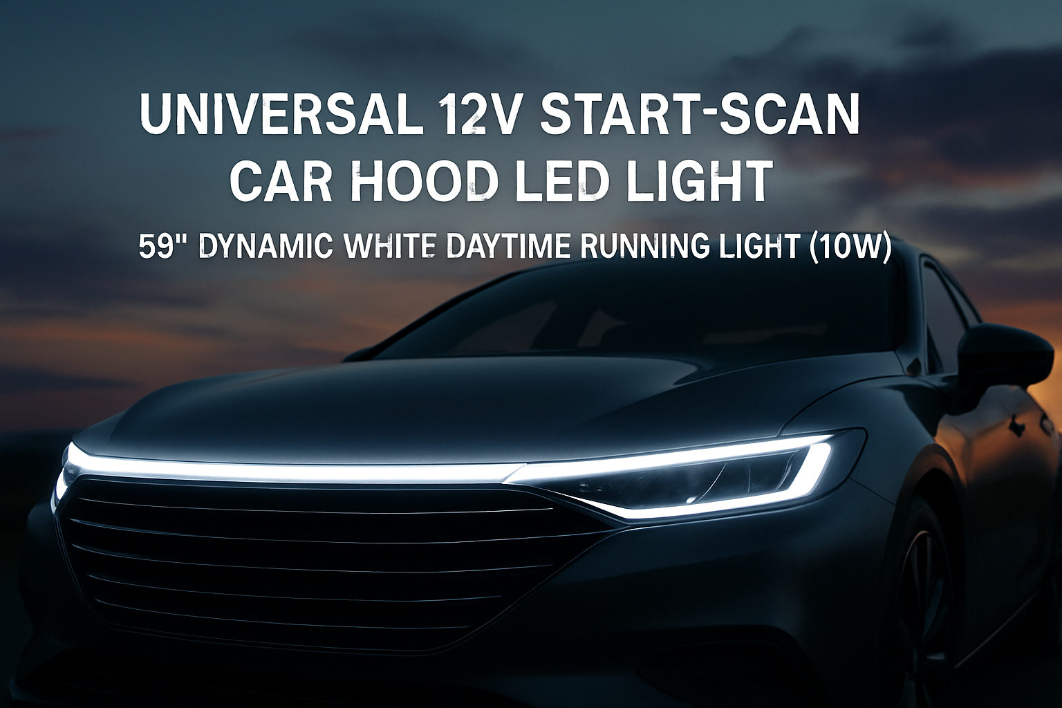 Universal 12V Dynamic LED Hood Light Strip – 59” Start-Scan White Daytime Running Light (10W)