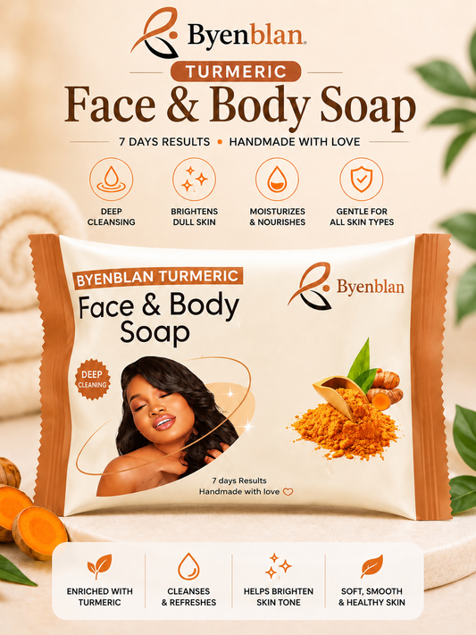 Byenblan Turmeric Face & Body Soap – 7 oz | Deep Cleansing & Brightening Soap